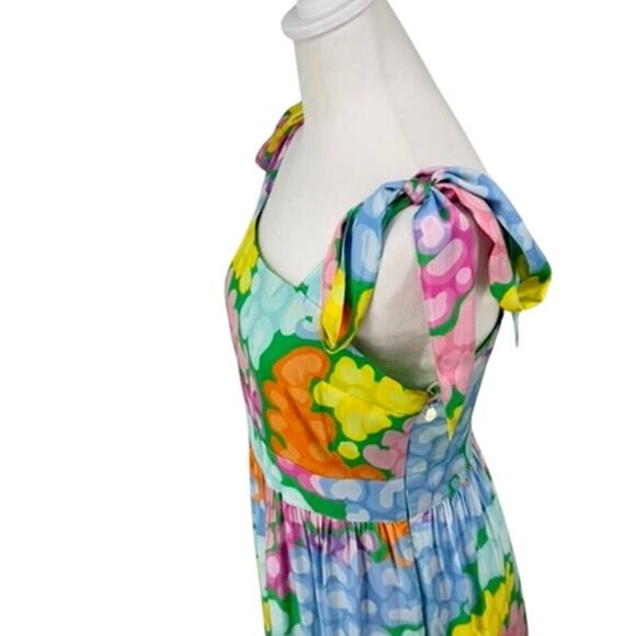 Emily McCarthy Floral Tiered Maxi Dress S Multi Tie Shoulder Summer Boho EUC - Picture 7 of 12